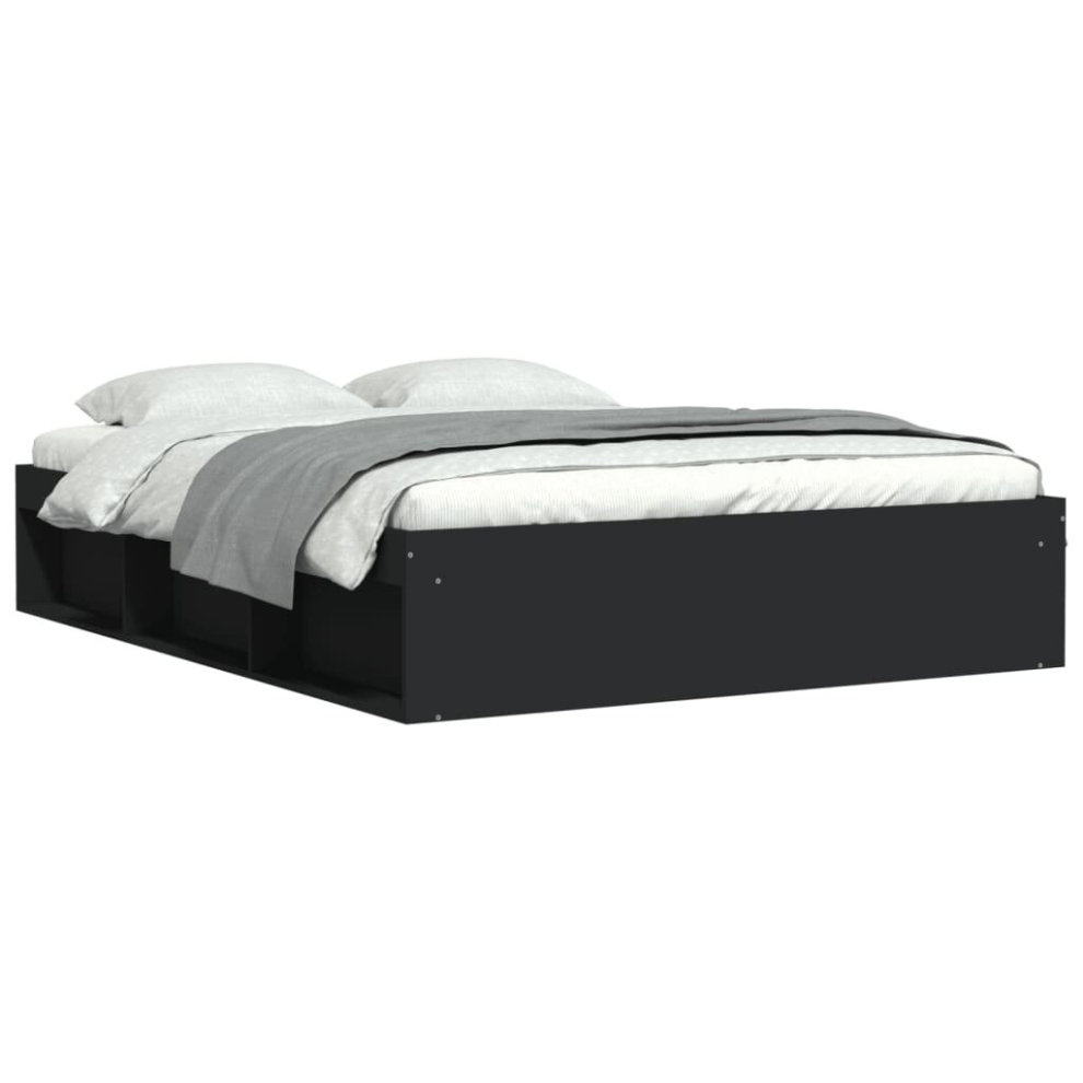 Vidaxl (Black, 150 X 200 Cm) Bed Frame Bedroom Mattress Foundation Guest Room Bedstead Bed Base