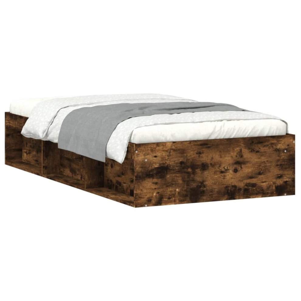 Vidaxl (Smoked Oak, 90 X 190 Cm) Bed Frame Bedroom Mattress Foundation Guest Room Bedstead Bed Base