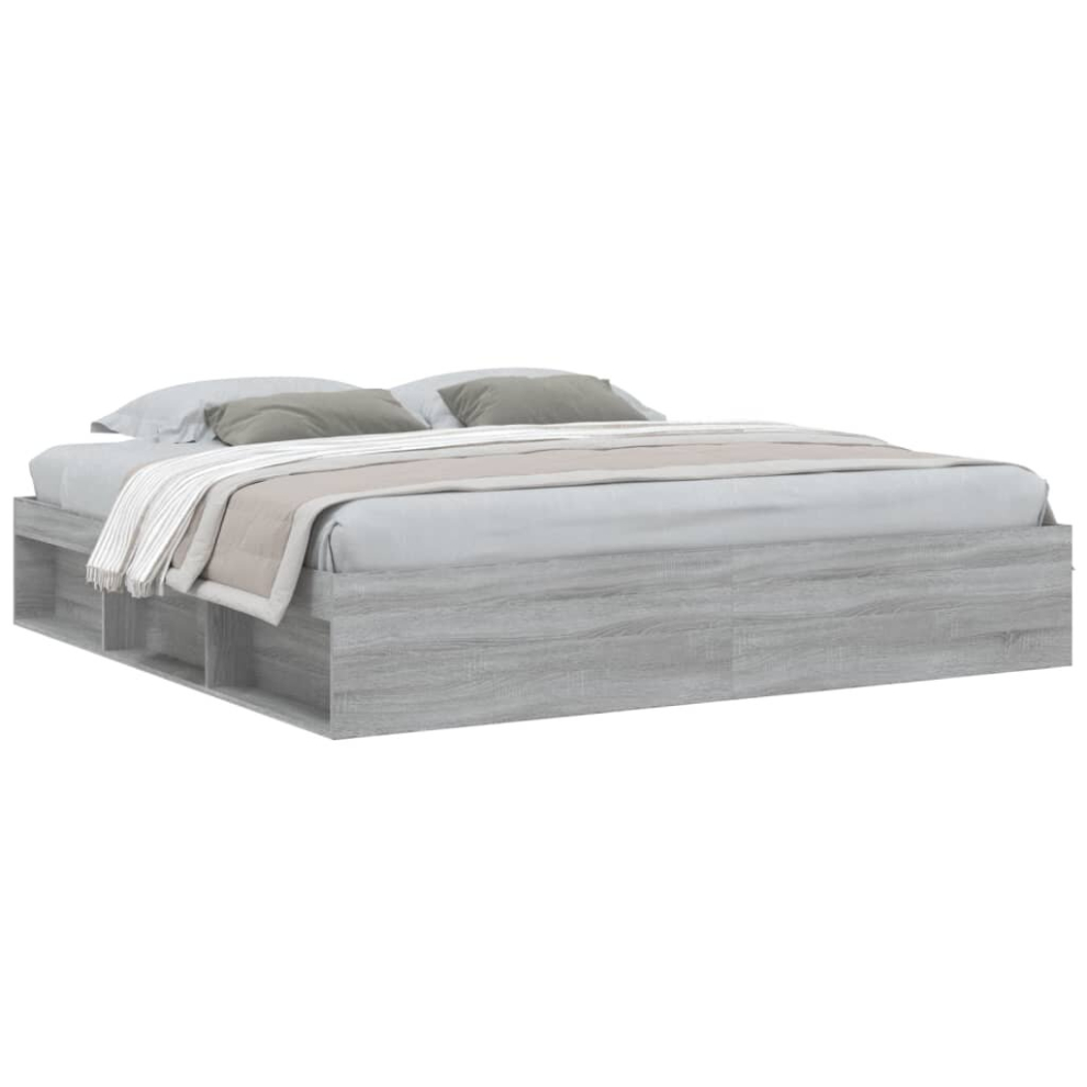 Vidaxl (Grey Sonoma, 200 X 200 Cm) Bed Frame Bedroom Mattress Foundation Guest Room Bedstead Bed Base