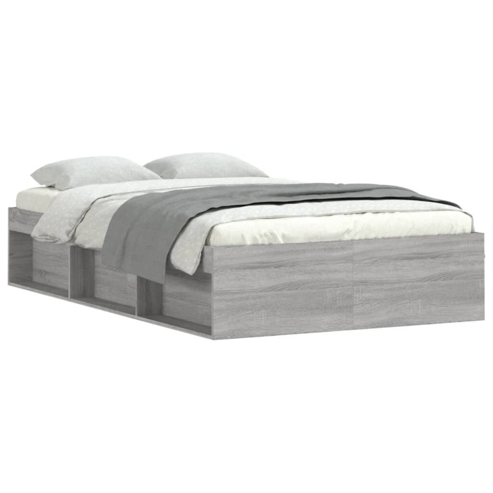 Vidaxl (Grey Sonoma, 120 X 190 Cm) Bed Frame Bedroom Mattress Foundation Guest Room Bedstead Bed Base