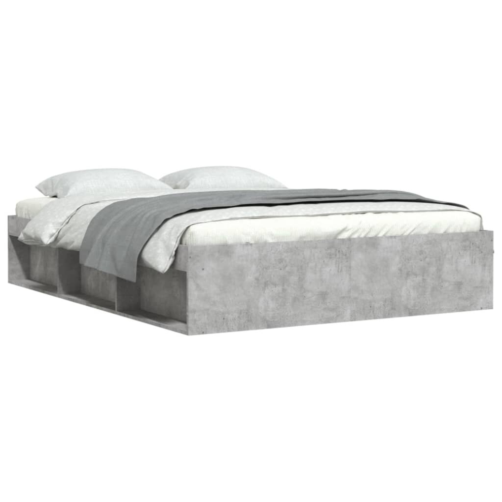 Vidaxl (Concrete Grey, 140 X 190 Cm) Bed Frame Bedroom Mattress Foundation Guest Room Bedstead Bed Base