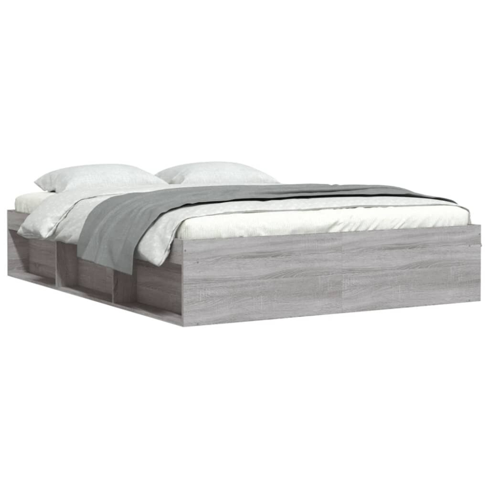 Vidaxl (Grey Sonoma, 150 X 200 Cm) Bed Frame Bedroom Mattress Foundation Guest Room Bedstead Bed Base