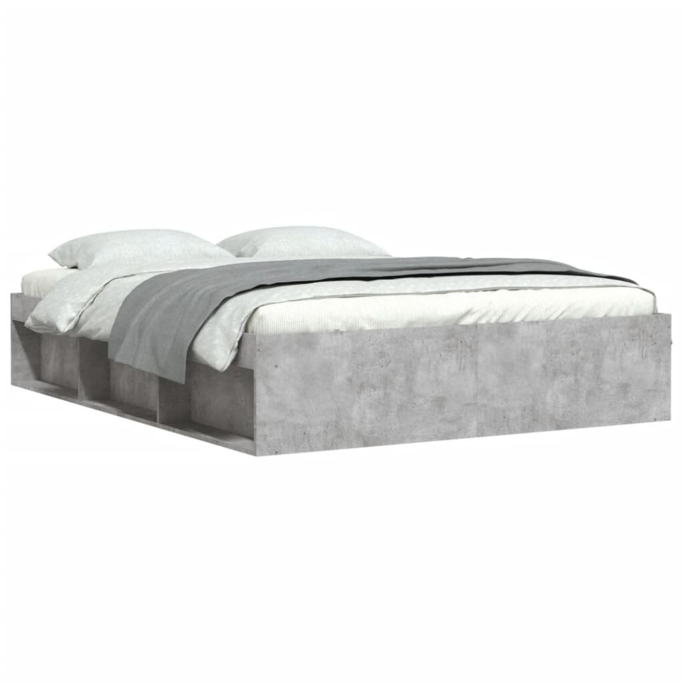 Vidaxl (Concrete Grey, 140 X 200 Cm) Bed Frame Bedroom Mattress Foundation Guest Room Bedstead Bed Base