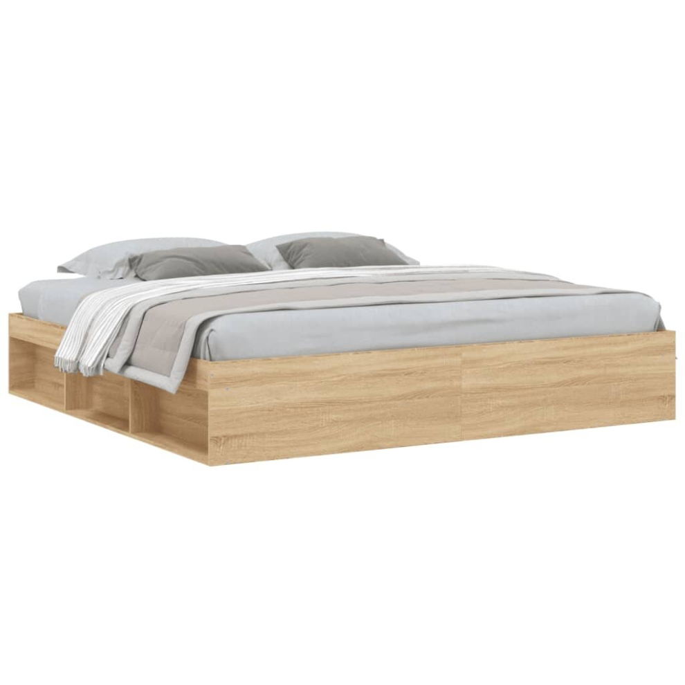 Vidaxl (Sonoma Oak, 200 X 200 Cm) Bed Frame Bedroom Mattress Foundation Guest Room Bedstead Bed Base