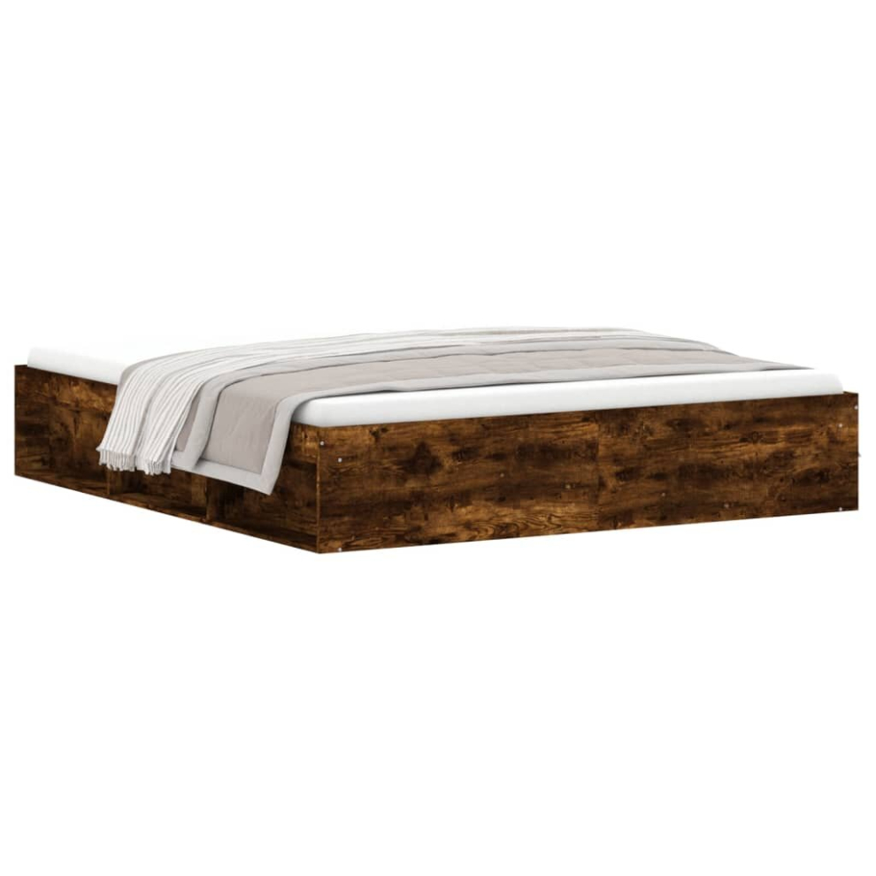 Vidaxl (Smoked Oak, 180 X 200 Cm) Bed Frame Bedroom Mattress Foundation Guest Room Bedstead Bed Base