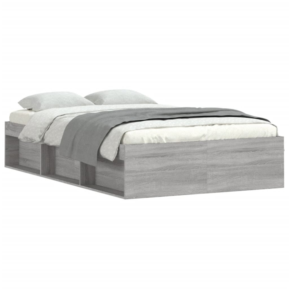 Vidaxl (Grey Sonoma, 120 X 200 Cm) Bed Frame Bedroom Mattress Foundation Guest Room Bedstead Bed Base