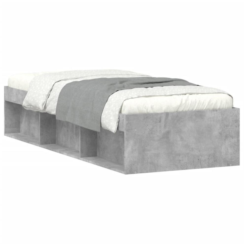 Vidaxl (Concrete Grey, 75 X 190 Cm) Bed Frame Bedroom Mattress Foundation Guest Room Bedstead Bed Base