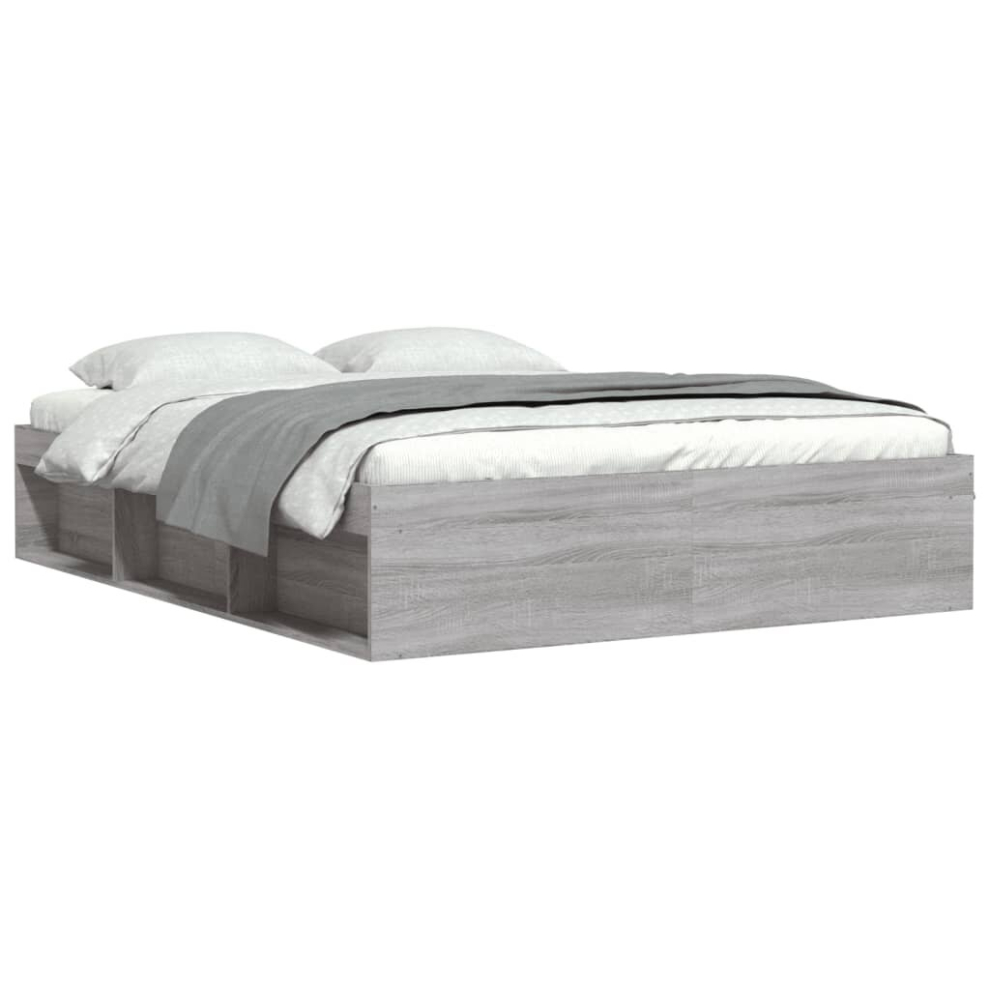 Vidaxl ( Sonoma, 140 X 190 Cm) Bed Frame Bedroom Mattress Foundation Guest Room Bedstead Bed Base Grey
