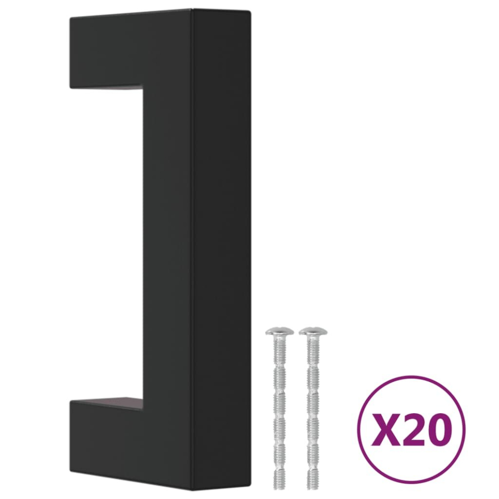 (Black, 64 Mm/ 20 Pcs) Vidaxl Cabinet Handles Door Handles Furniture Drawer Pull Stainless Steel 8721012153387