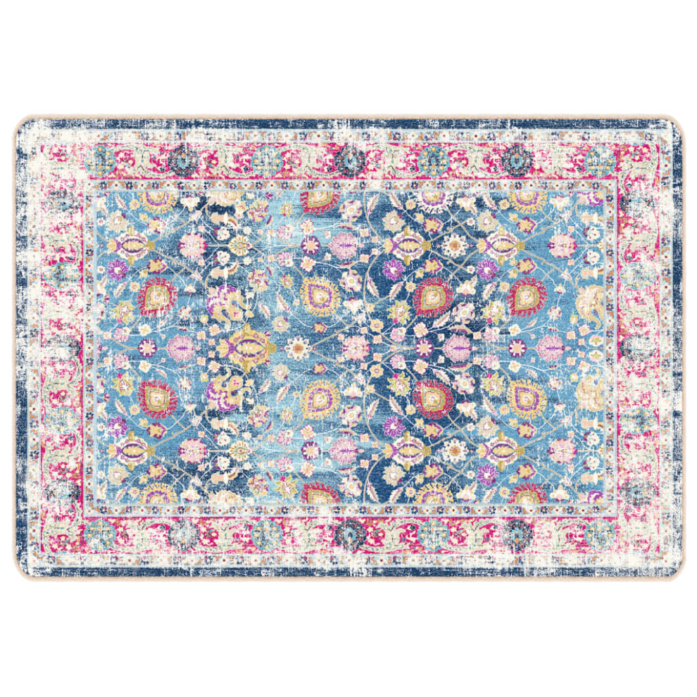 (blue and pink, 160 x 230 cm) vidaXL Rug Washable Patchwork Anti Slip Home Floor Carpet Floor Area Rug Mat