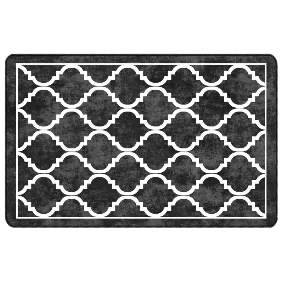 (black and dark grey, 190 x 300 cm) vidaXL Rug Washable Patchwork Anti Slip Home Floor Carpet Floor Area Rug Mat