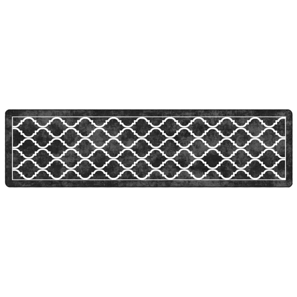 Vidaxl (Black And Dark Grey, 80 X 300 Cm) Rug Washable Patchwork Anti Slip Home Floor Carpet Floor Area Rug Mat