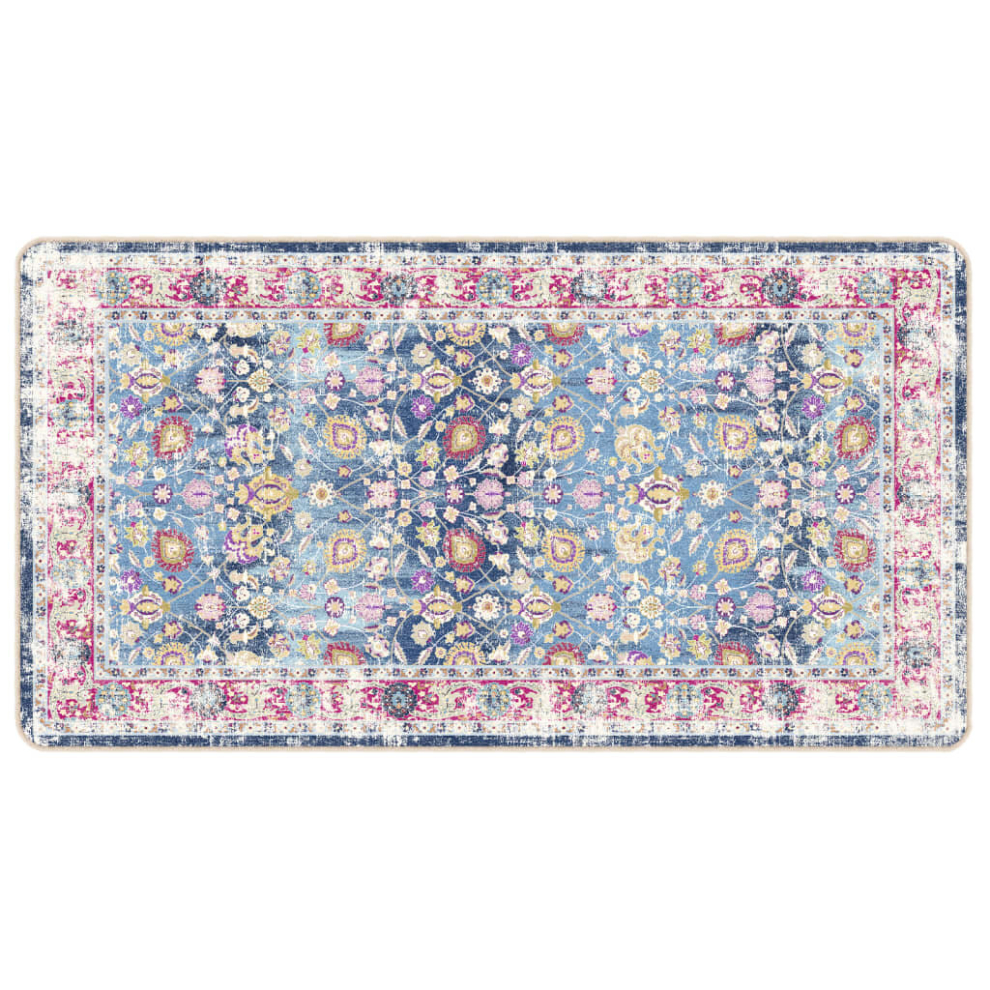 (blue and pink, 80 x 150 cm) vidaXL Rug Washable Patchwork Anti Slip Home Floor Carpet Floor Area Rug Mat