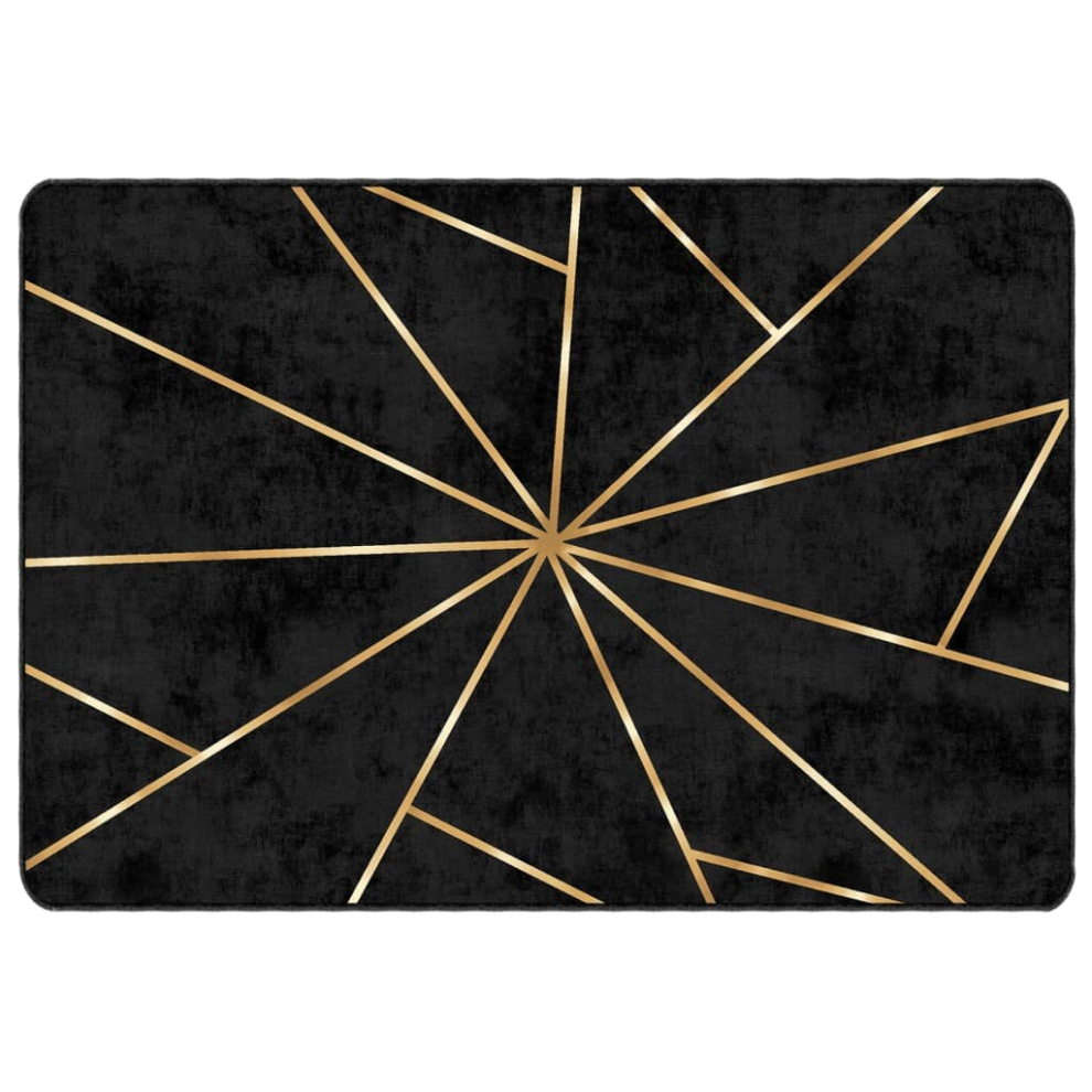 (black and gold, 160 x 230 cm) vidaXL Rug Washable Patchwork Anti Slip Home Floor Carpet Floor Area Rug Mat