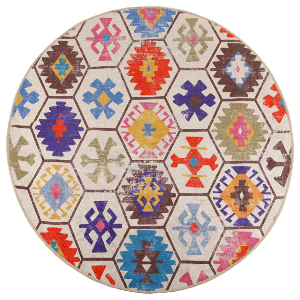 Vidaxl (Blue And White, 120 Cm) Rug Washable Patchwork Anti Slip Home Floor Carpet Floor Area Rug Mat