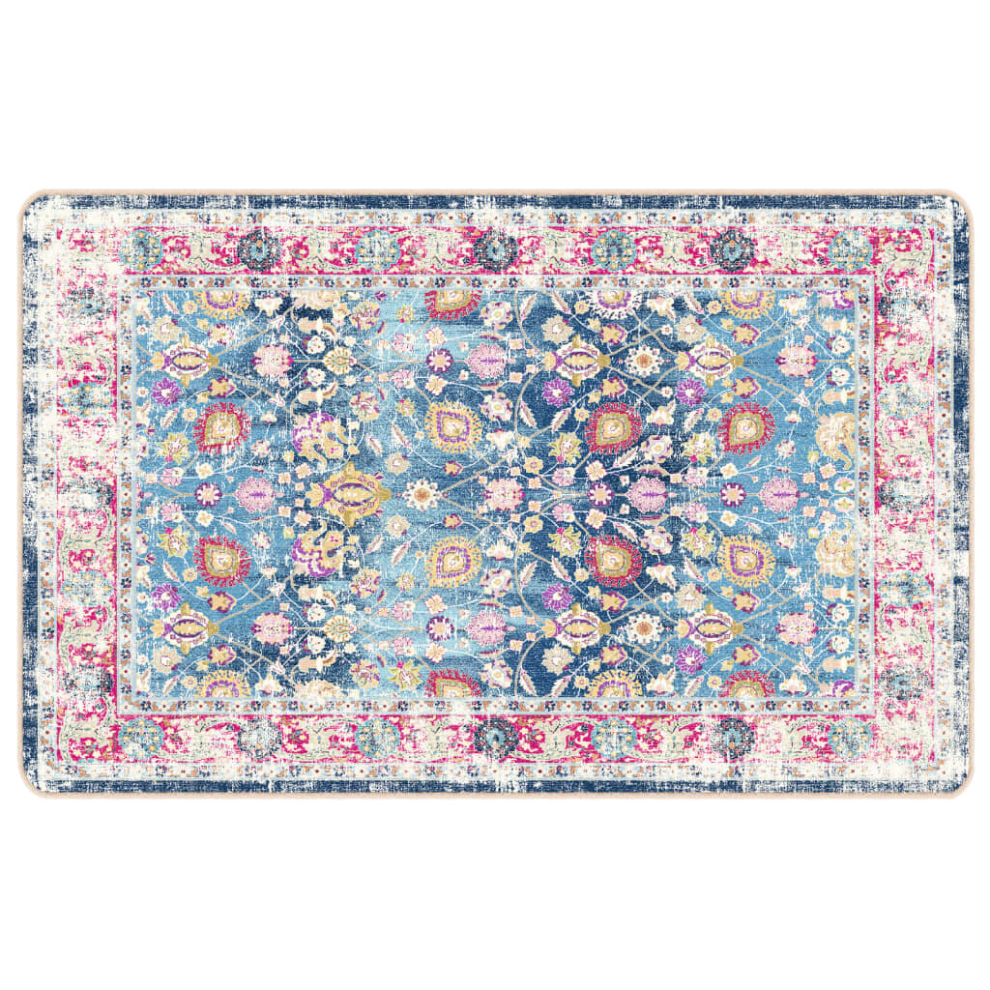 Vidaxl (Blue And Pink, 190 X 300 Cm) Rug Washable Patchwork Anti Slip Home Floor Carpet Floor Area Rug Mat