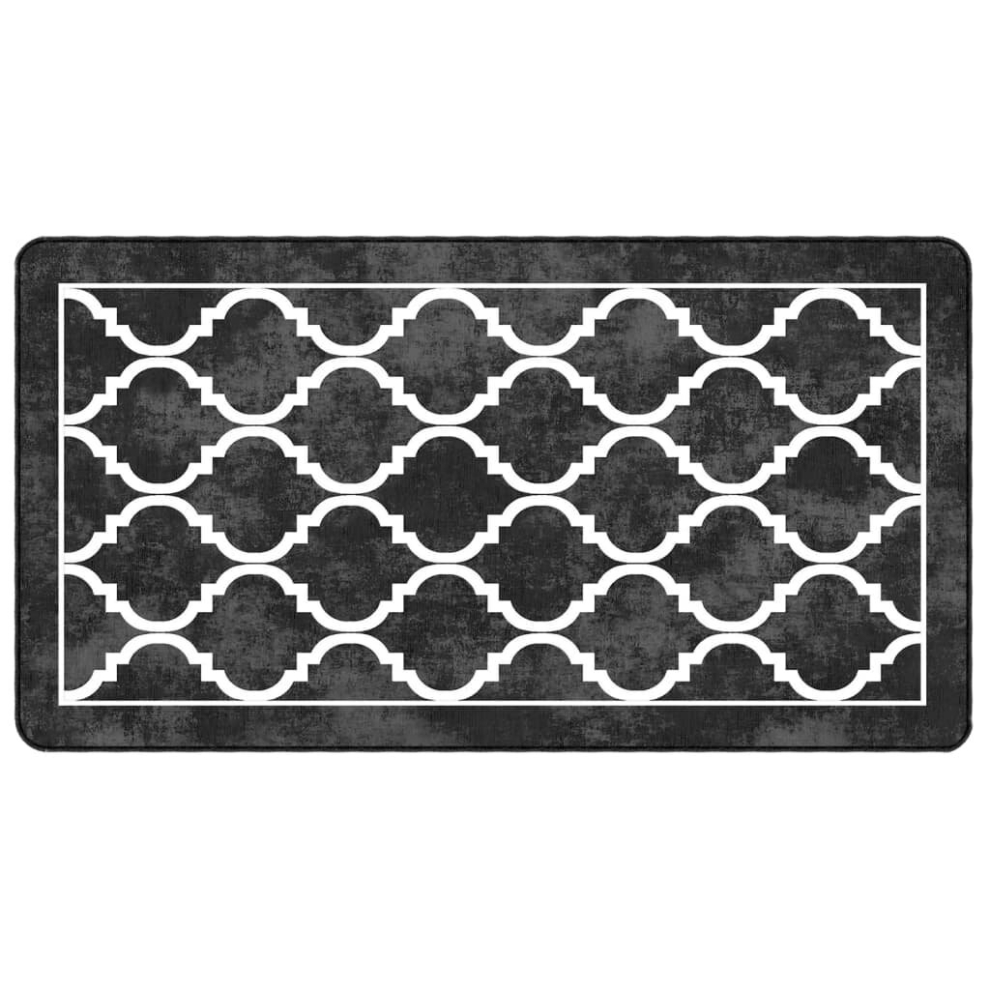 Vidaxl (Black And Dark Grey, 80 X 150 Cm) Rug Washable Patchwork Anti Slip Home Floor Carpet Floor Area Rug Mat
