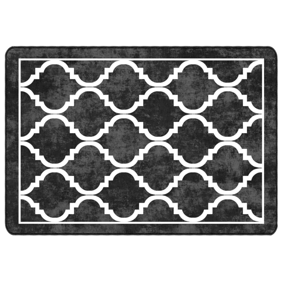 Vidaxl (Black And Dark Grey, 120 X 180 Cm) Rug Washable Patchwork Anti Slip Home Floor Carpet Floor Area Rug Mat
