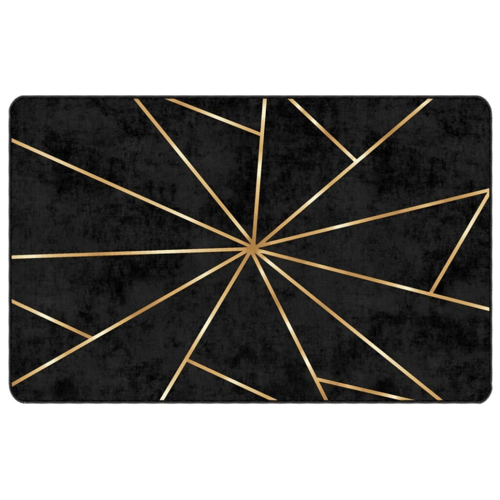 (black and gold, 190 x 300 cm) vidaXL Rug Washable Patchwork Anti Slip Home Floor Carpet Floor Area Rug Mat