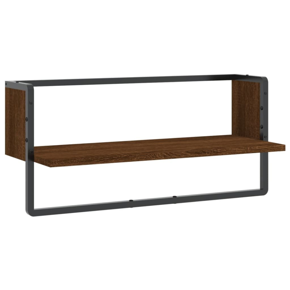 (brown oak, 65 x 25 x 30 cm) vidaXL Wall Shelf with Bar Floating Shelf Wall Mounted Shelf Display Wall Rack