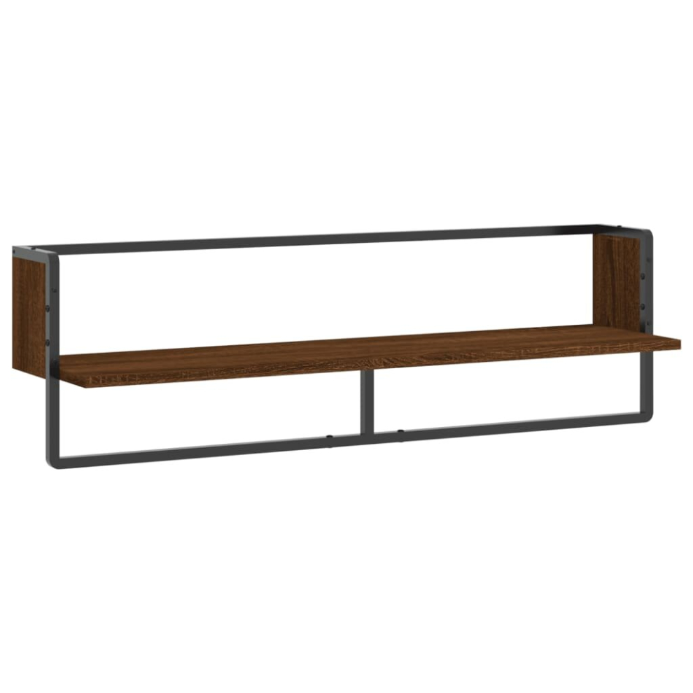 (brown oak, 100 x 25 x 30 cm) vidaXL Wall Shelf with Bar Floating Shelf Wall Mounted Shelf Display Wall Rack