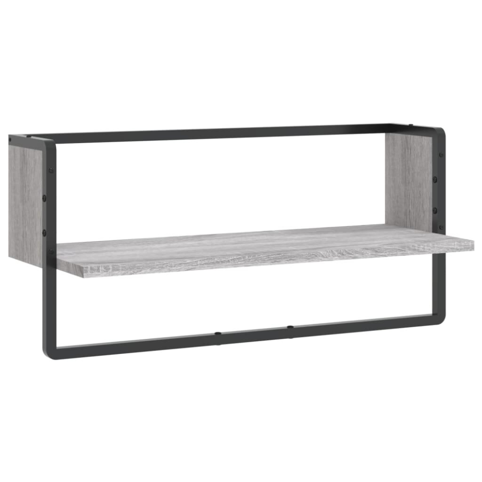 (grey sonoma, 65 x 25 x 30 cm) vidaXL Wall Shelf with Bar Floating Shelf Wall Mounted Shelf Display Wall Rack