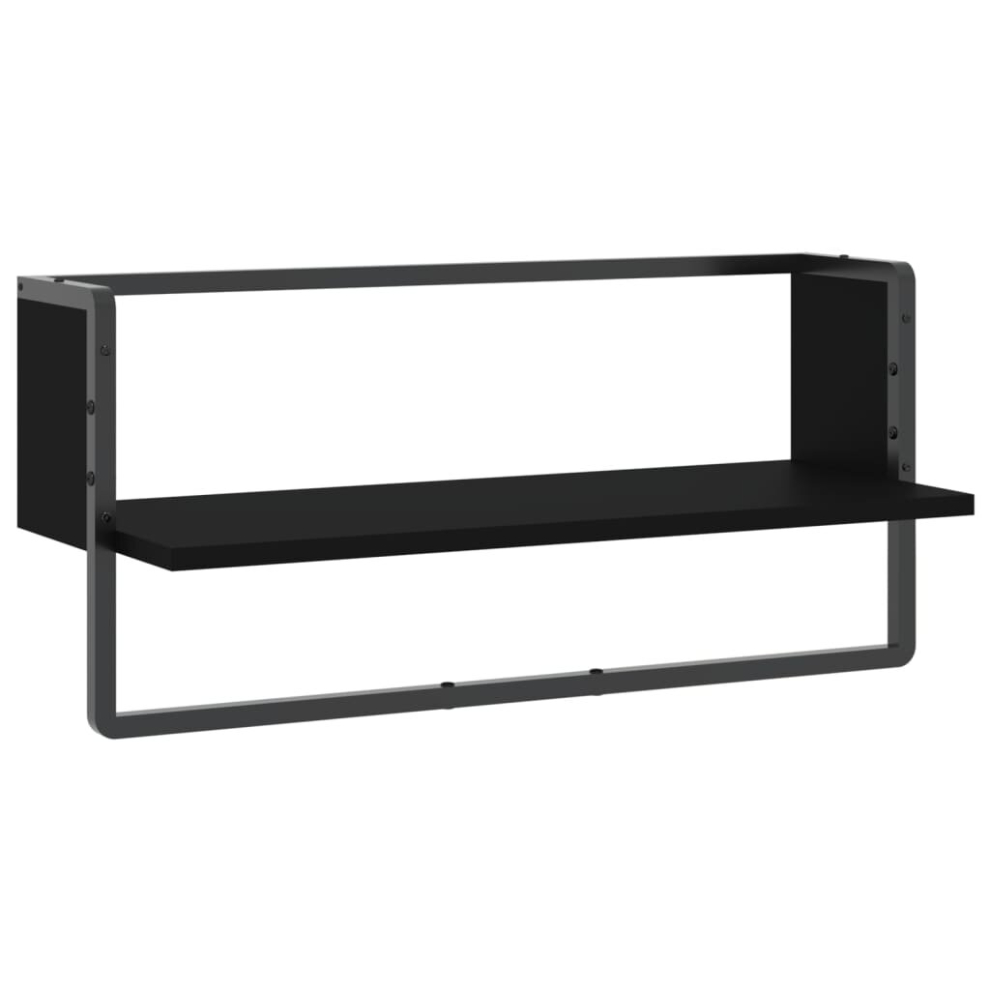 (black, 65 x 25 x 30 cm) vidaXL Wall Shelf with Bar Floating Shelf Wall Mounted Shelf Display Wall Rack