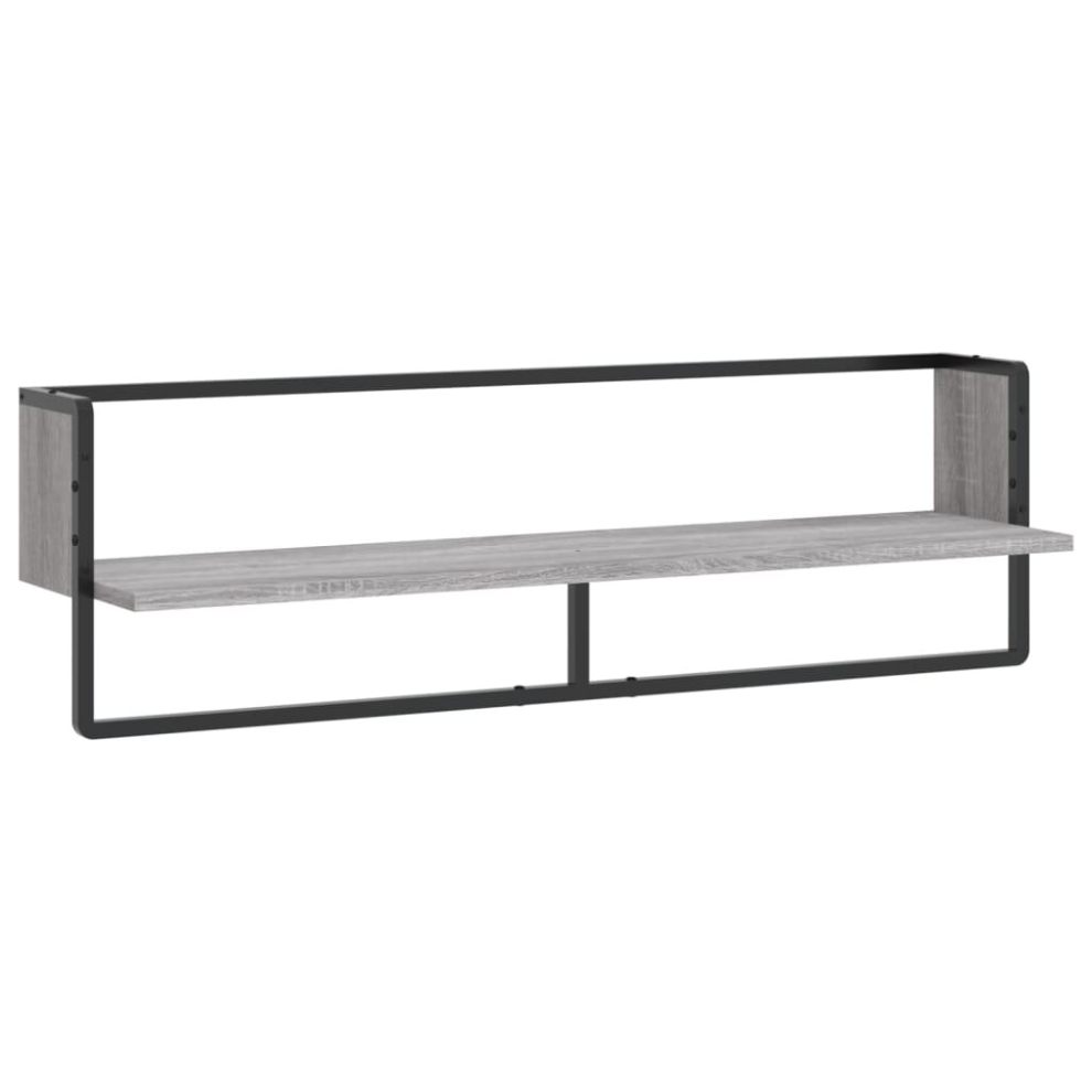 (grey sonoma, 100 x 25 x 30 cm) vidaXL Wall Shelf with Bar Floating Shelf Wall Mounted Shelf Display Wall Rack