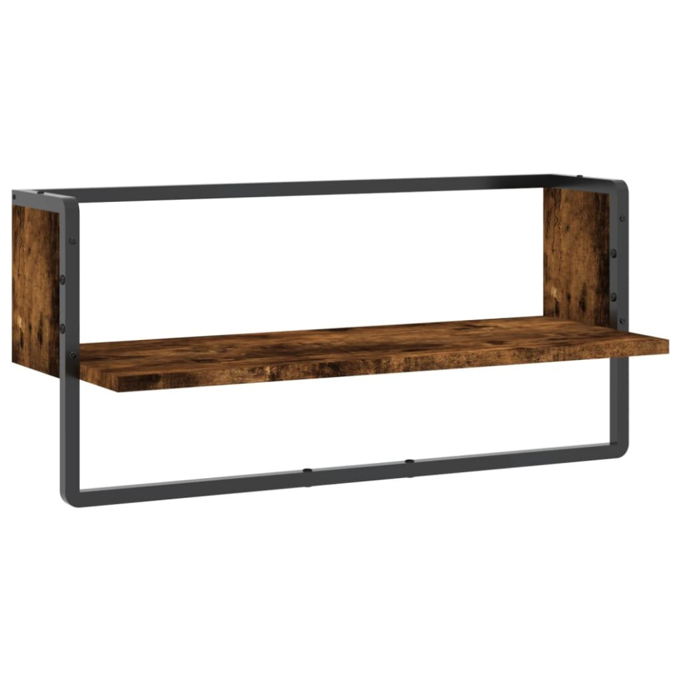 (smoked oak, 65 x 25 x 30 cm) vidaXL Wall Shelf with Bar Floating Shelf Wall Mounted Shelf Display Wall Rack