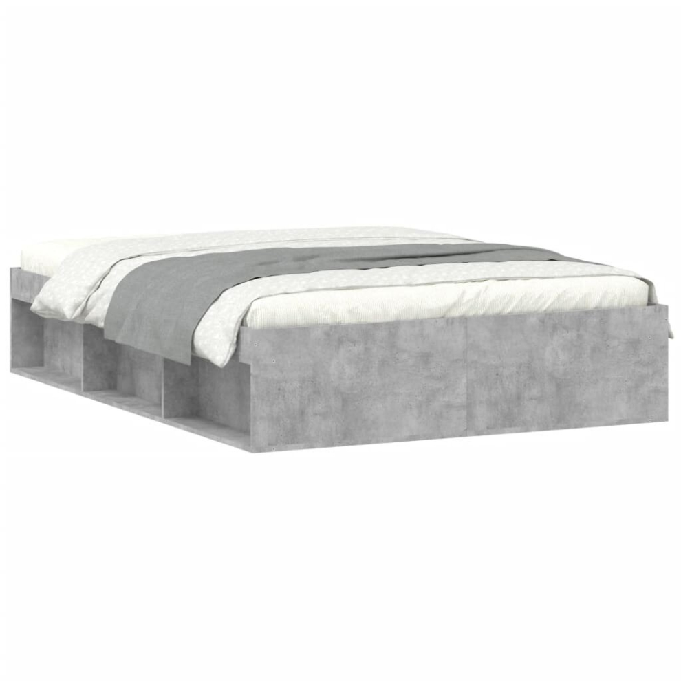 Vidaxl (Concrete Grey, 135 X 190 Cm) Bed Frame Bedroom Mattress Foundation Guest Room Bedstead Bed Base
