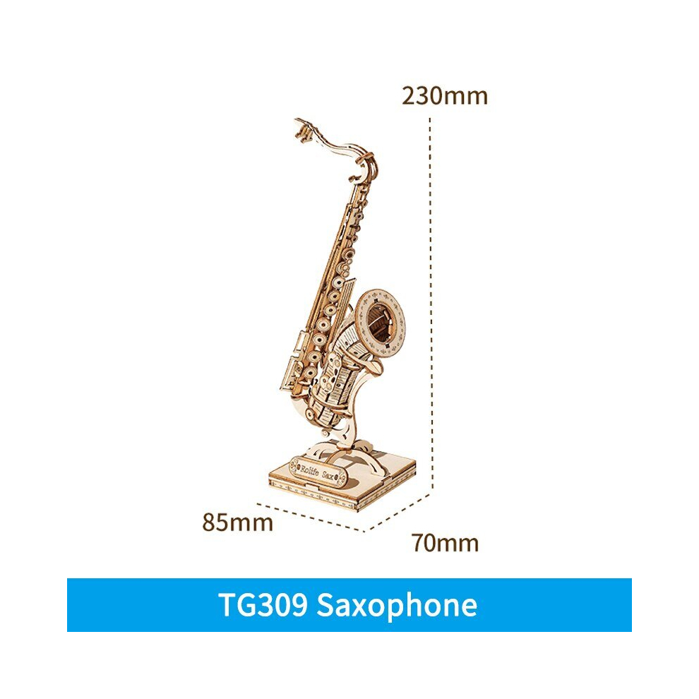 (TG309 Saxophone) Robotime Rolife 3D Wooden Puzzle Games Saxophone Drum kit Accordion Cello