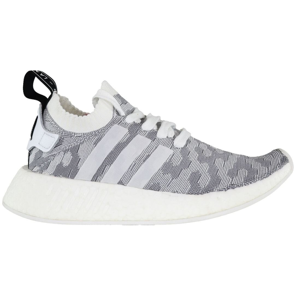 (4.5 (Adults')) Adidas NMD_R2 Primeknit Lace-Up Grey Synthetic Womens Running Trainers BY9520