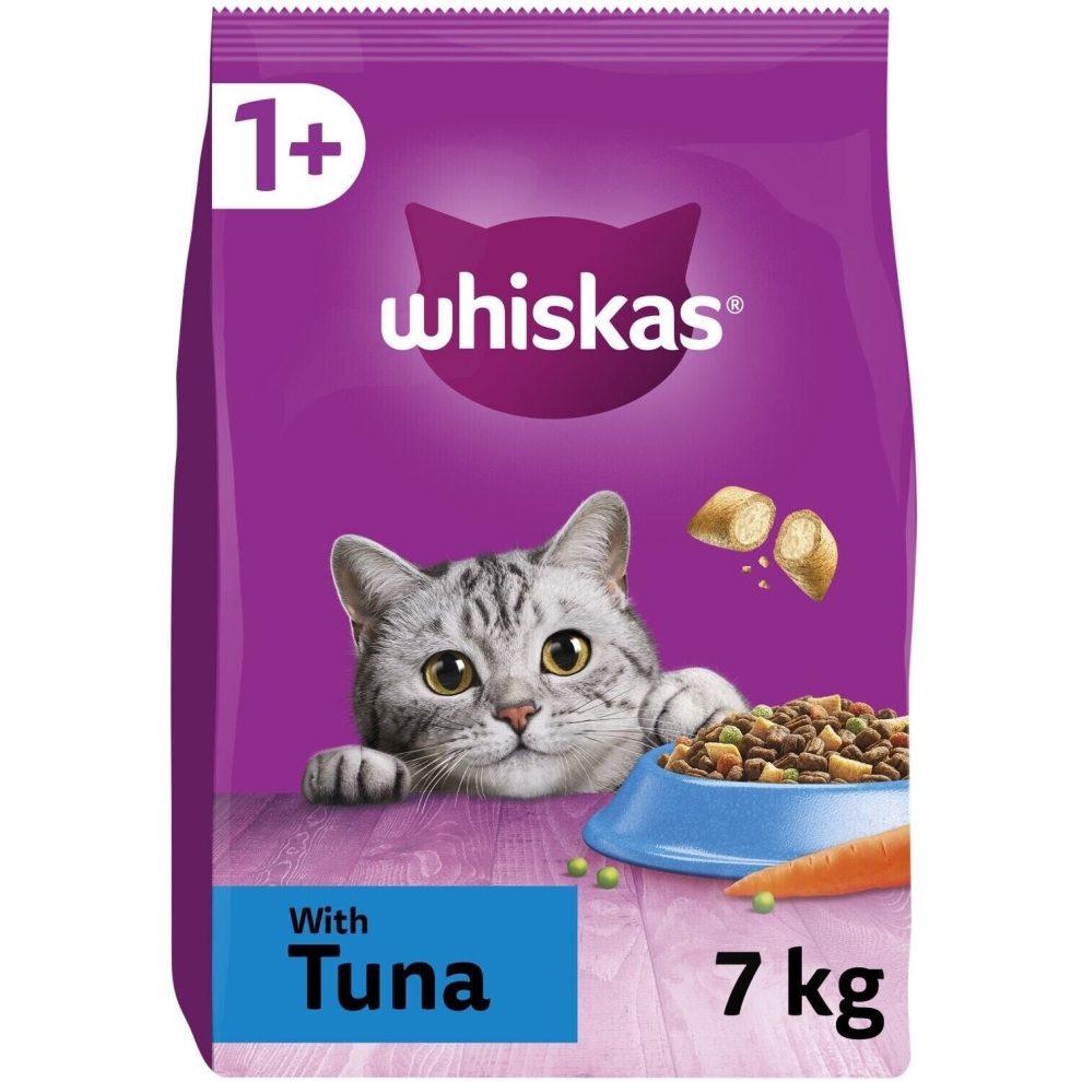 7Kg Whiskas 1+ Adult Complete Dry Cat Food Tuna Bulk Pack Cat Biscuits