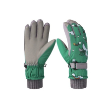 (Green, M) A Pair Of Children's Gloves Winter Boys And Girls Riding Skiing Playing Snow Waterproof Padded Cotton Gloves