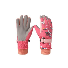 (Pink, M) A Pair Of Children's Gloves Winter Boys And Girls Riding Skiing Playing Snow Waterproof Padded Cotton Gloves