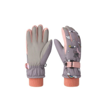 (Gray, M) A Pair Of Children's Gloves Winter Boys And Girls Riding Skiing Playing Snow Waterproof Padded Cotton Gloves