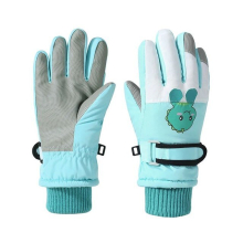 (green, S) A Pair Of Winter Children's Ski Gloves Riding Windproof Waterproof Thickened Padded Cute Men And Women Baby Warm Outdoor Gloves
