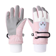 (pink, M) A Pair Of Winter Children's Ski Gloves Riding Windproof Waterproof Thickened Padded Cute Men And Women Baby Warm Outdoor Gloves