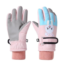 (Lavender, L) A Pair Of Winter Children's Ski Gloves Riding Windproof Waterproof Thickened Padded Cute Men And Women Baby Warm Outdoor Gloves