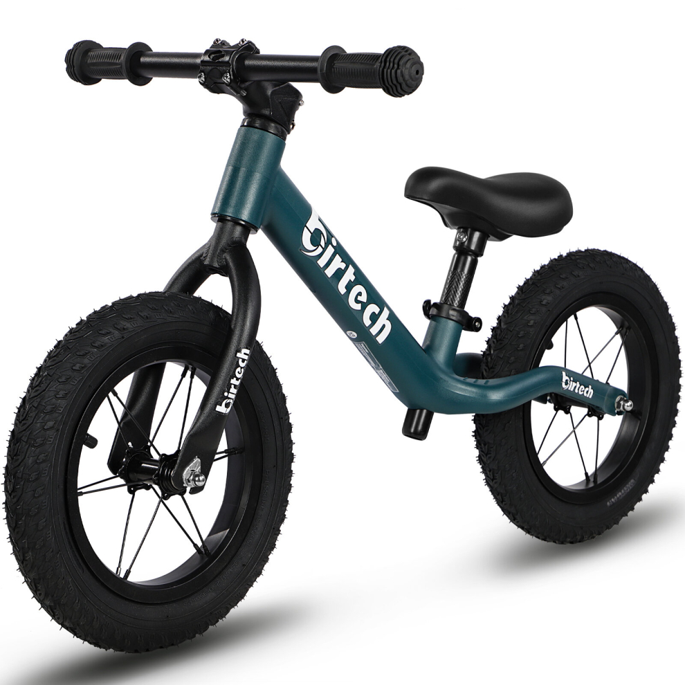 (Green) 12" Nylon Frame Balance Bike with Air Tires