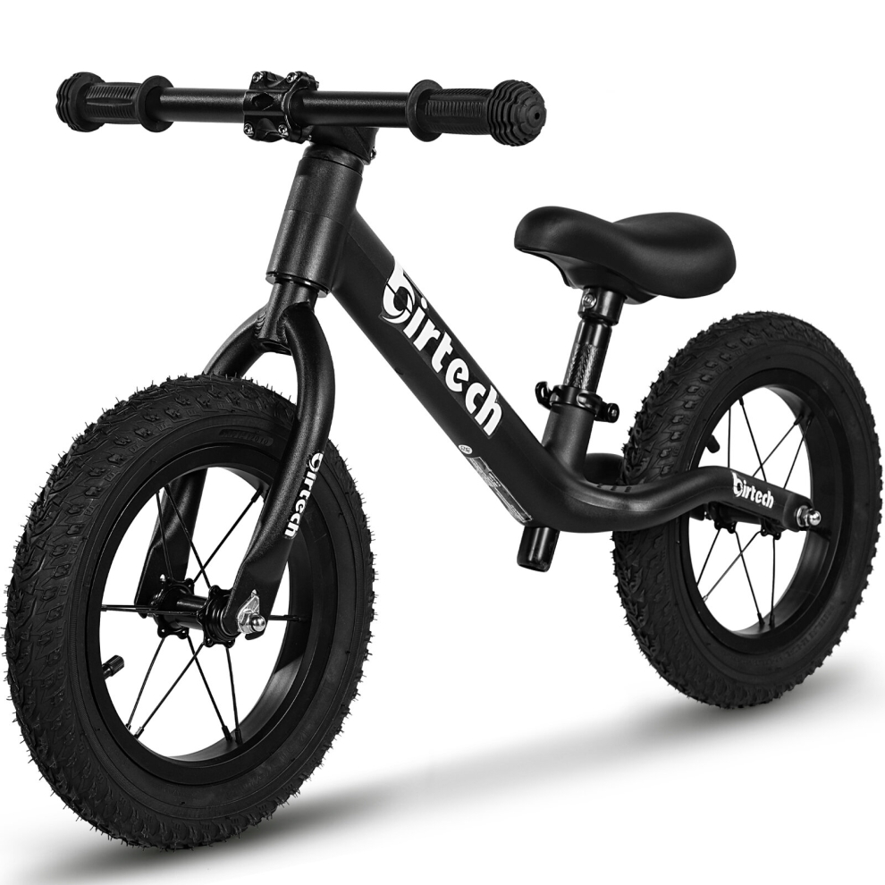 (Black) 12" Nylon Frame Balance Bike with Air Tires