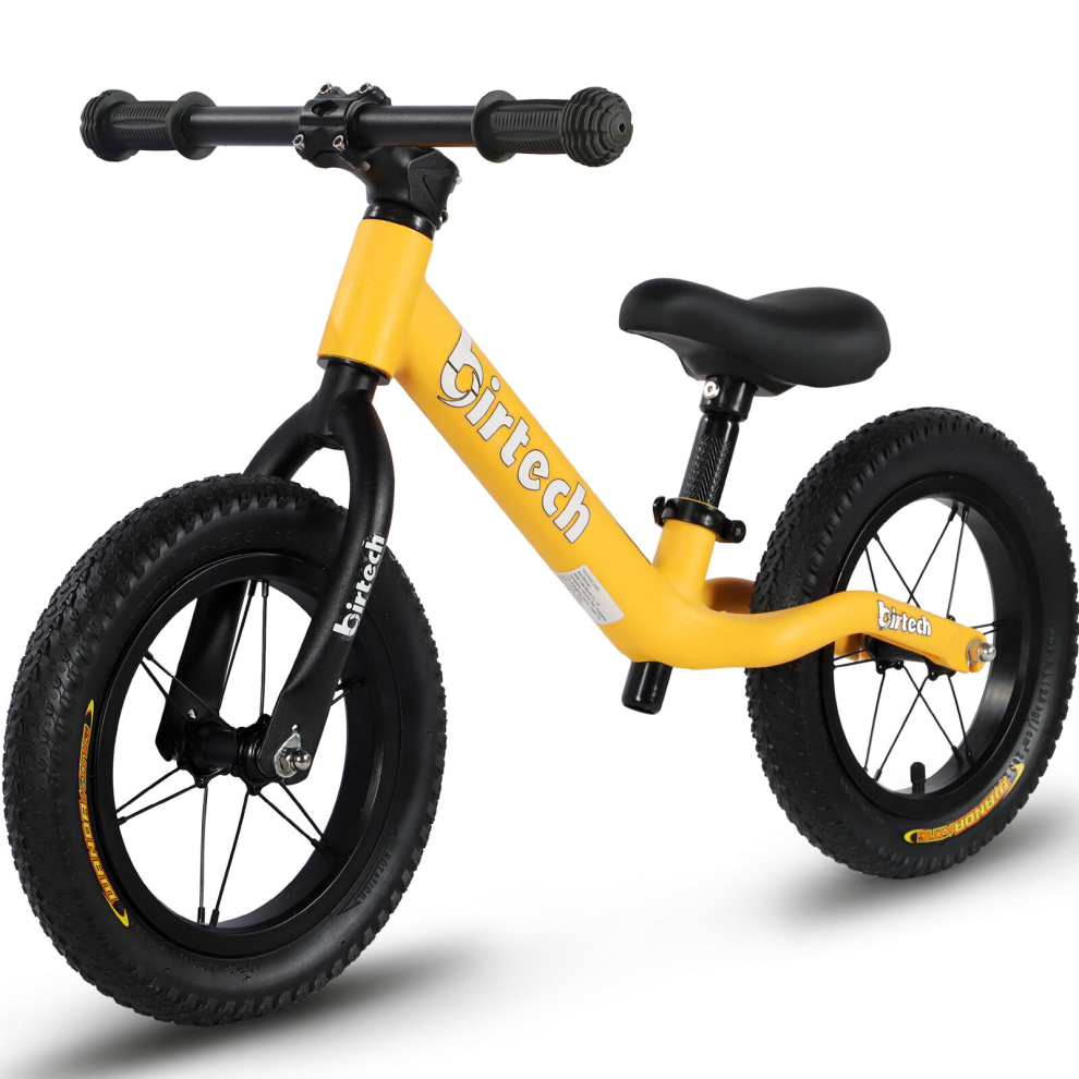 (Yellow) 12" Nylon Frame Balance Bike with Air Tires