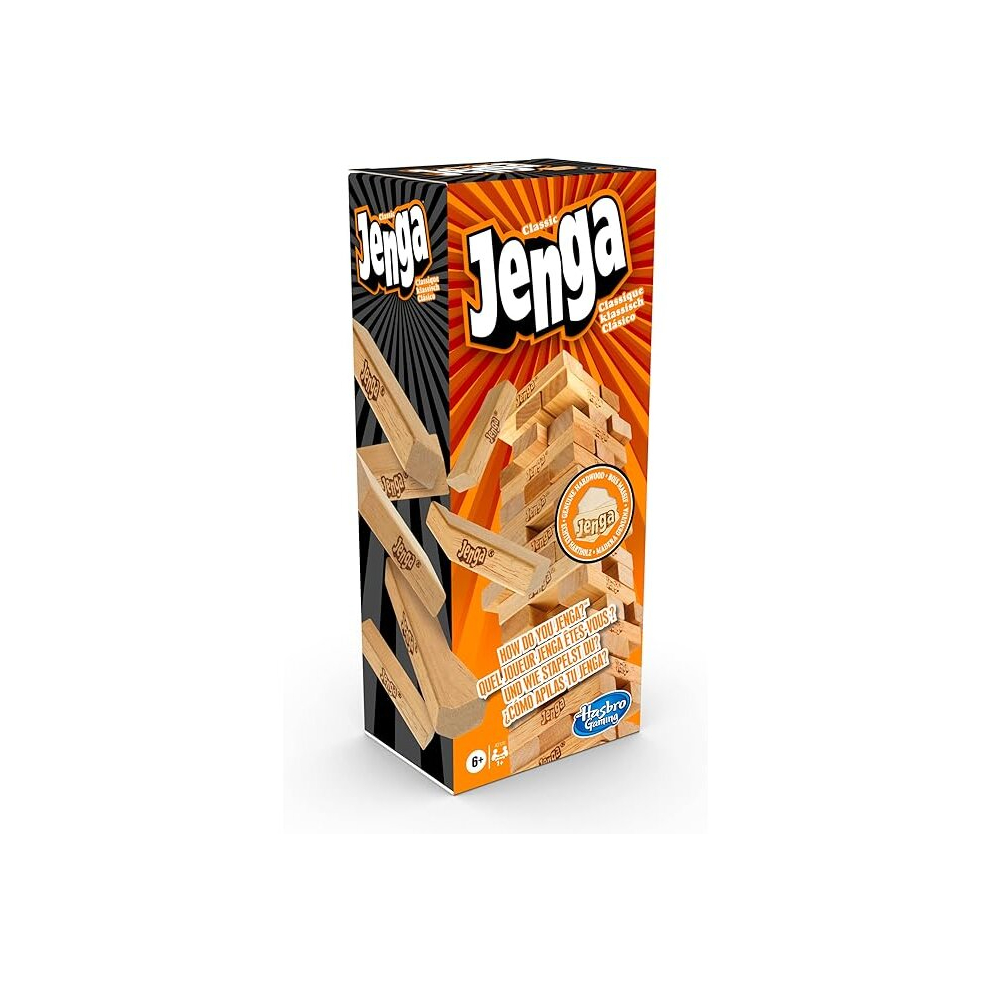 Hasbro Gaming Jenga Classic, Children's game that promotes reaction speed from 6 years