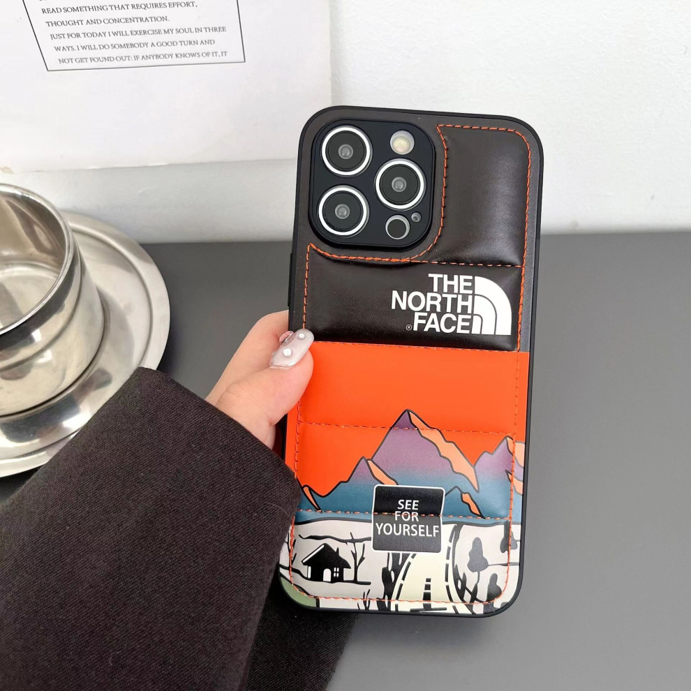(iPhone 12, Orange) The 2024 new winter down jacket phone case has a good feel for non-slip and wear-resistant
