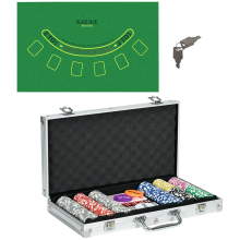 SPORTNOW 300-Piece Poker Chips Set with Aluminium Case, Poker Mat, 2 Decks of Cards | A70-086V00SR