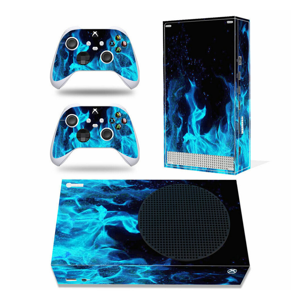 (Blue Flame Fire) For Xbox SERIES S Console & 2 Controllers Vinyl Skin Sticker Wrap Cover