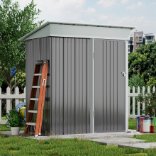 5 x 3 ft Pent Metal Shed Garden Storage Shed with Lockable Door, Grey