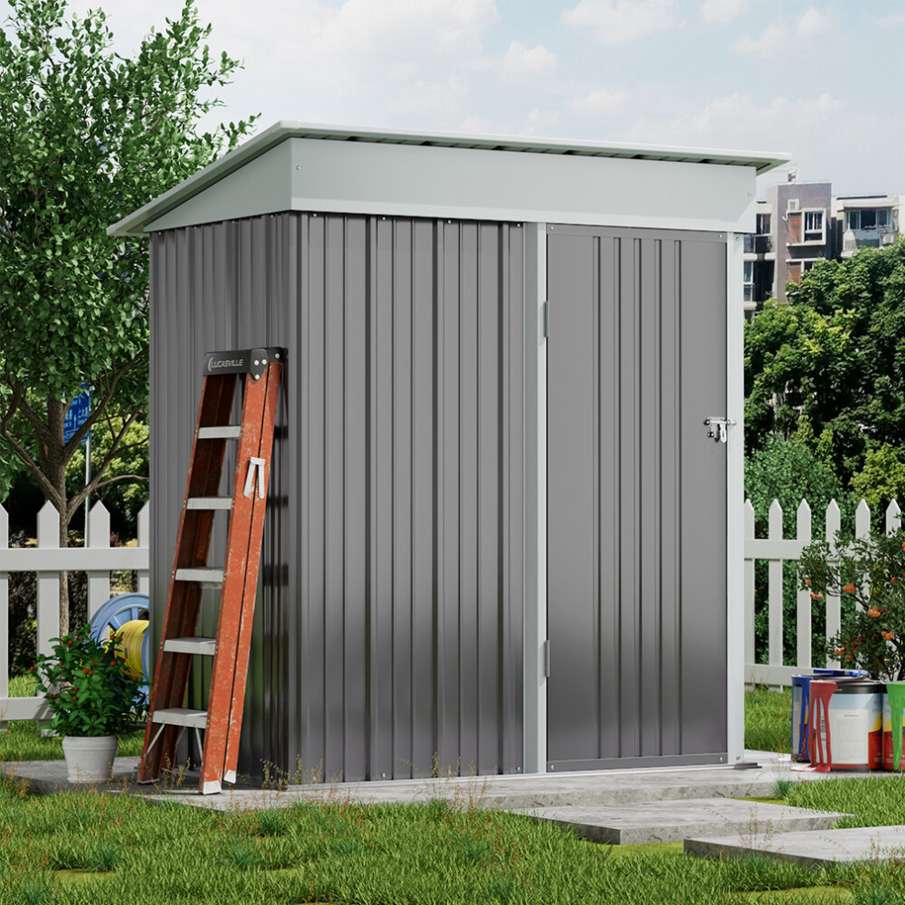 5 x 3 ft Pent Metal Shed Garden Storage Shed with Lockable Door, Grey
