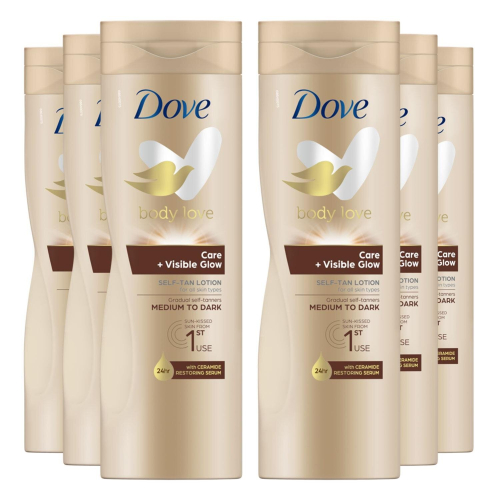 Dove Dove Visible Glow Self-Tan Lotion For Medium-Dark Skin, 6x400ml 1