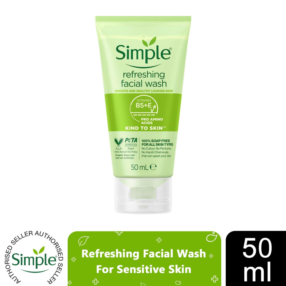 Simple Kind to Skin Soap Free Refreshing Facial Gel Wash